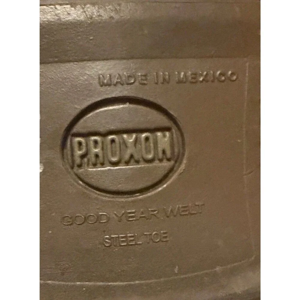 Proxon Steel Toe Work Boots Mens 12.5 Chelsea  Brown Leather Lace Up Zipper